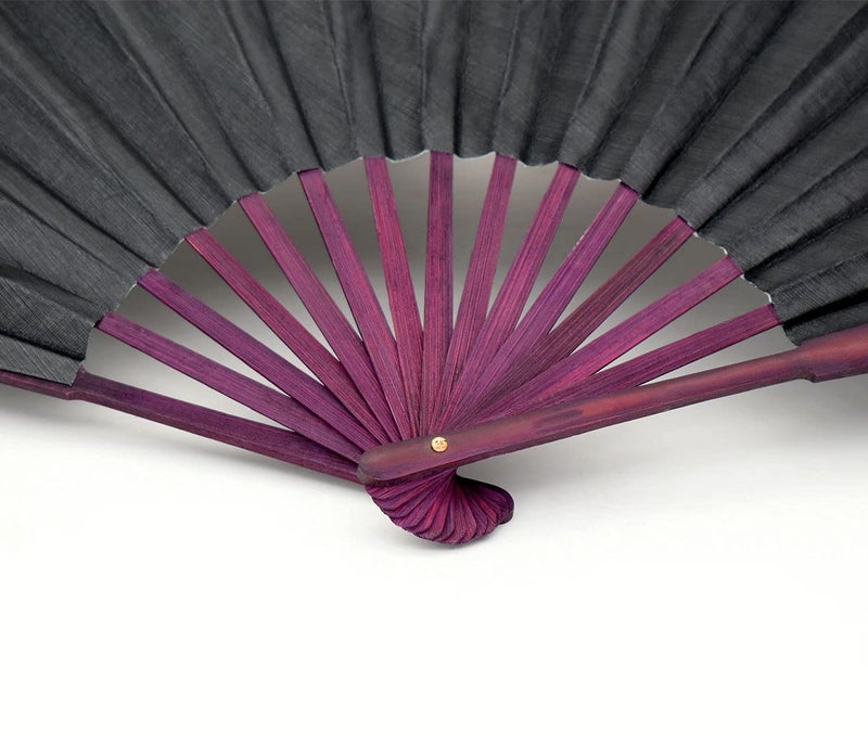 HONSHEN Chinese Folding Fan Hand Fan with Traditional Chinese Arts Handicraft Black 13inch - Image 2